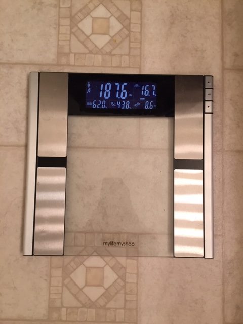 2019 Cut, Week 1 Weigh-In on the scale 187.6 pounds