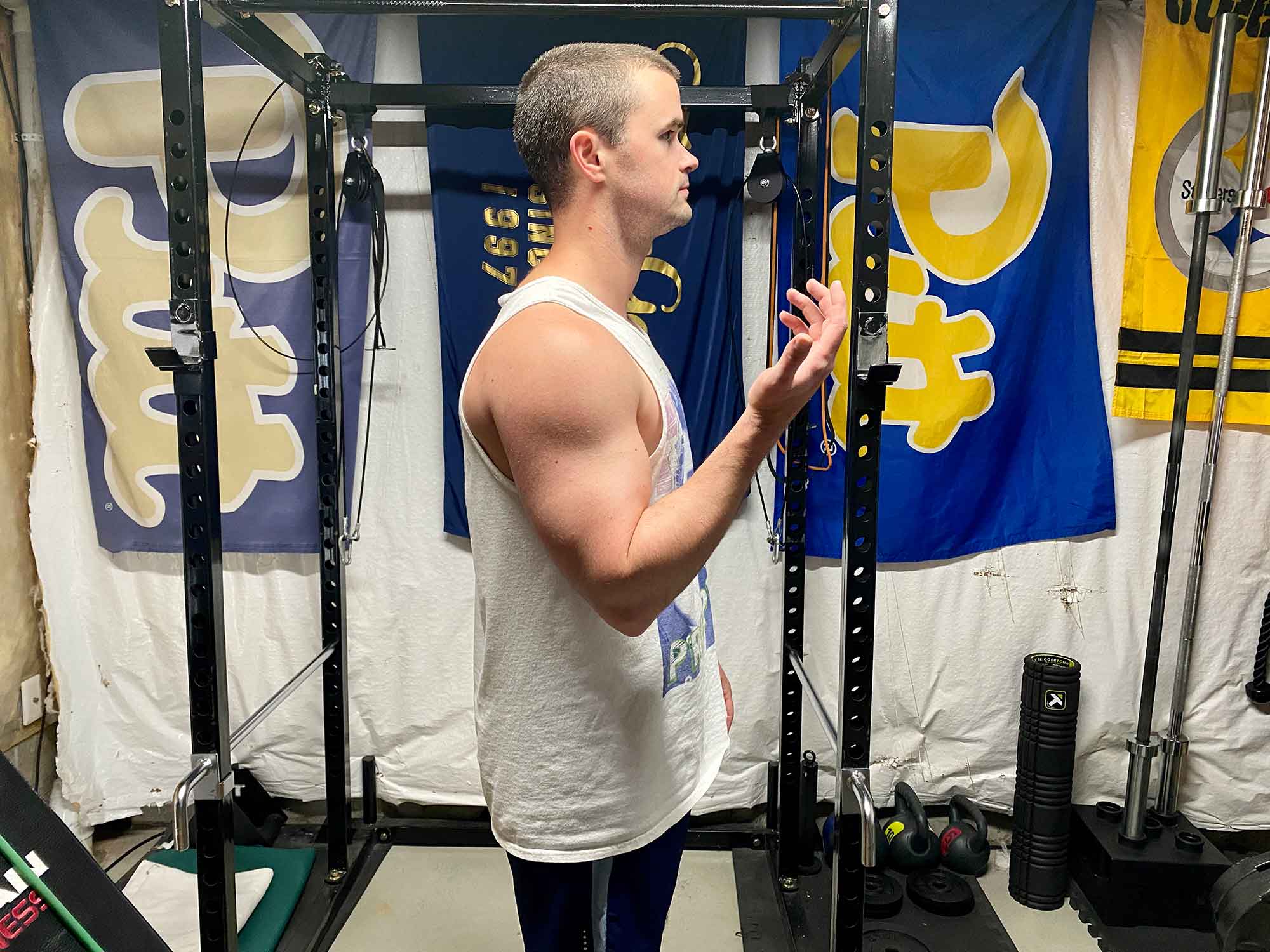 Bending the arm at the elbow