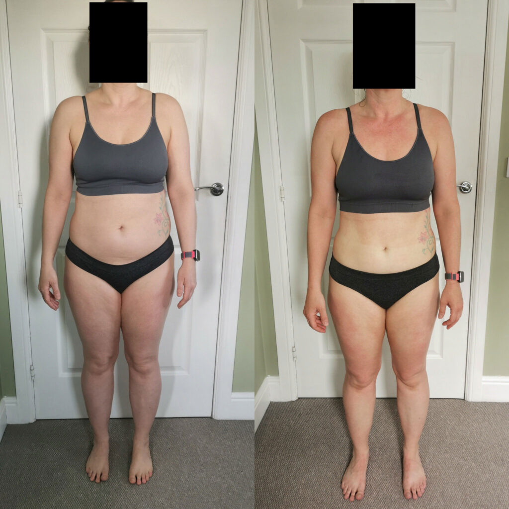 Yvonne's progress comparison from the front