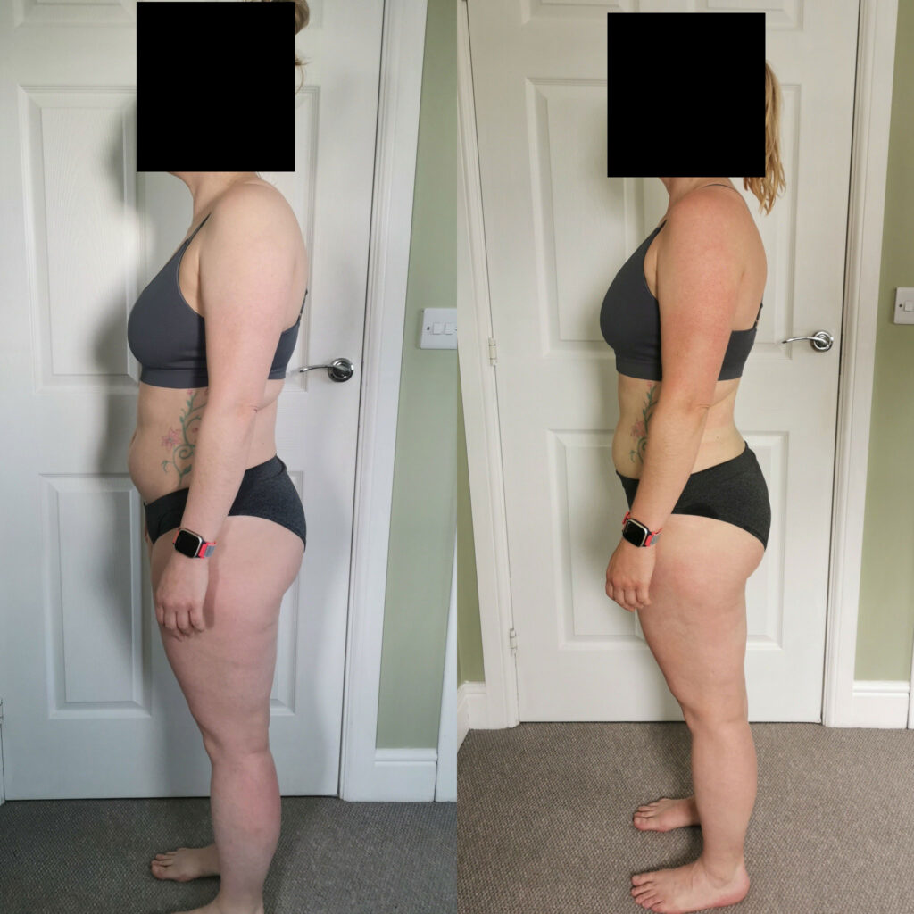 Yvonne's progress comparison from the left