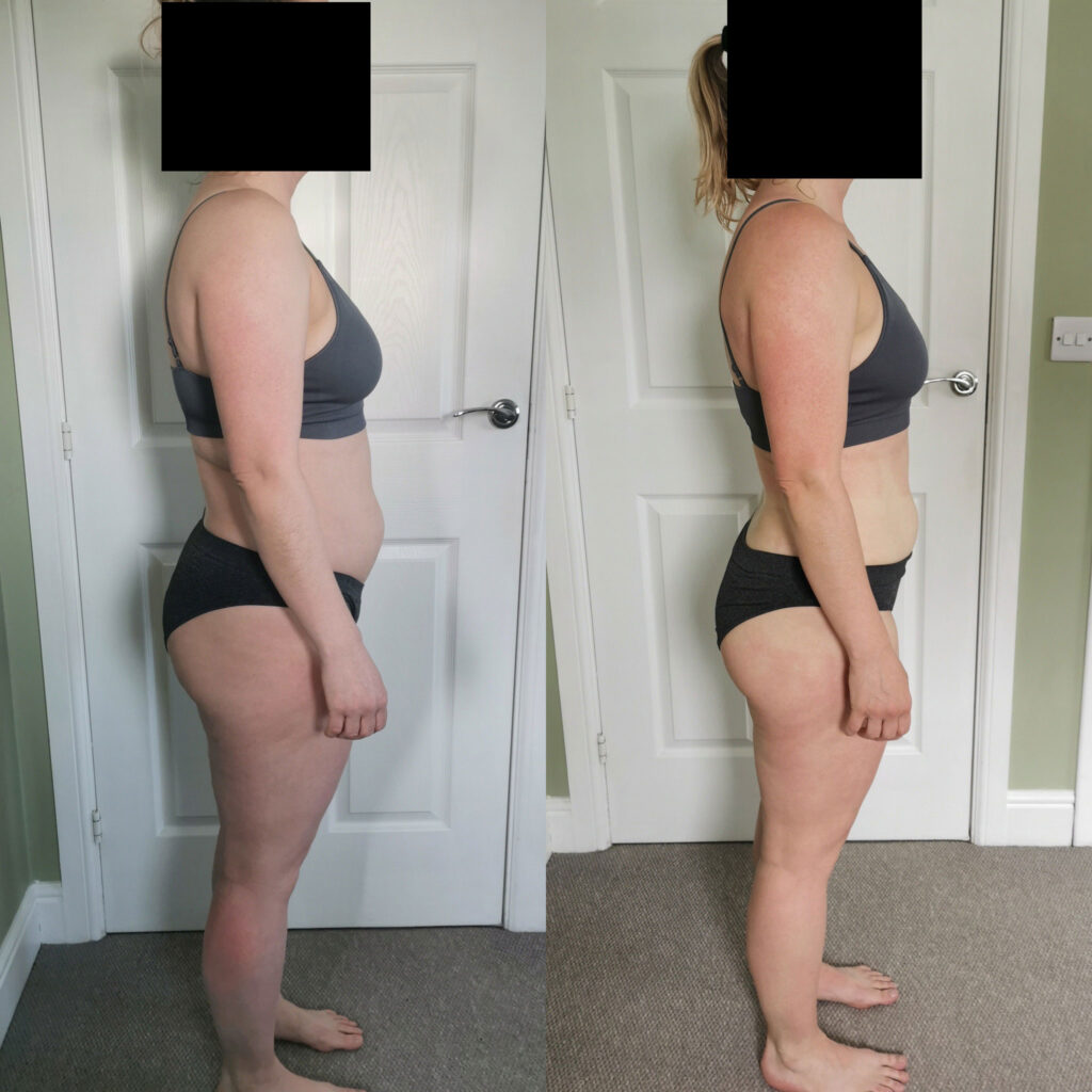 Yvonne's progress comparison from the right